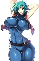 1girl allenby_beardsley breasts g_gundam green_hair gundam haganef huge_breasts smile solo