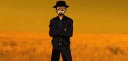 2boys animated animated_gif beanie blonde_hair blood breaking_bad facial_hair glasses goatee hat hood hoodie huyandere jesse_pinkman male_focus multiple_boys pants shirt shoes walter_white