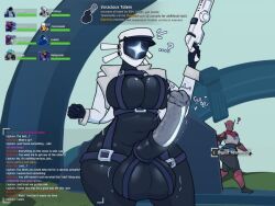 Rule 34 | captain (risk of rain), cock vore, futanari, genderswap, genderswap (mtf), gigantic penis, huge testicles, huntress (risk of rain), non-web source, penis, risk of rain (series), risk of rain 2, testicles, vore