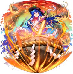 Rule 34 | 1girl, black hat, blue hair, blue skirt, bow, bowtie, center frills, closed mouth, frilled skirt, frills, full body, game cg, hat, hat ornament, highres, hinanawi tenshi, holding, holding sword, holding weapon, kaname-ishi, leaf, leaf hat ornament, long hair, long skirt, looking at viewer, official art, peach hat ornament, petite, petticoat, rainbow order, red bow, red bowtie, red eyes, rope, rotte (1109), shide, shimenawa, shirt, short sleeves, skirt, smile, solo, sword, sword of hisou, third-party source, touhou, touhou lostword, transparent background, weapon, white shirt