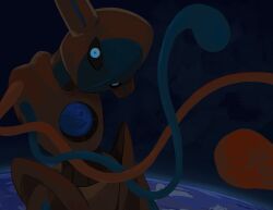 ._. deoxys deoxys_(normal) earth_(planet) gen_3_pokemon highres looking_at_viewer mythical_pokemon nintendo nishinori_(24no71) no_humans no_mouth planet pokemon pokemon_(creature) solo space