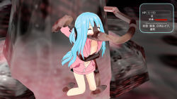 3d asphyxiation bad_end blue_hair blush cat choking_on_object deepthroat defeat diamond_chan dying fellatio highres legs loli mikumikudance monster oral penis ryona size_difference tentacles torture unconscious