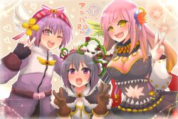 Rule 34 | + +, 1boy, 2girls, acolyte (ragnarok online), ajie (sura-kun), alternate color, anniversary, armor, black skirt, blush, breasts, brown cape, brown gloves, cape, coat, commentary request, cowboy shot, double v, entweihen crothen, fingerless gloves, flat chest, flower, fur-trimmed cape, fur trim, genetic (ragnarok online), gloves, grey hair, hair flower, hair ornament, hairband, head wings, heart, heart-shaped pupils, high wizard (ragnarok online), large breasts, long hair, looking at viewer, miniskirt, multiple girls, one eye closed, open mouth, pauldrons, pink hair, pink hairband, plant, pleated skirt, purple coat, purple eyes, purple hair, ragnarok online, red flower, red rose, rose, short hair, shoulder armor, skirt, skull hair ornament, smile, symbol-shaped pupils, teeth, translation request, upper body, v, vambraces, vines, wings, yellow eyes