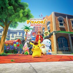 1boy 1girl 3d absurdres alolan_exeggutor alolan_form apple applin artist_request audino balcony balloon bellossom belt black_fur blue_eyes blue_jacket blue_pants blue_sky boots brown_belt brown_boots brown_eyes brown_hair brown_hat building cart clear_sky closed_mouth clothed_pokemon colored_sclera copyright_logo crossed_arms deerstalker denim detective_pikachu_(character) detective_pikachu_(series) detective_pikachu_returns ducklett fangs floating flower flying food fruit galarian_darmanitan galarian_darmanitan_(standard) galarian_form gen_1_pokemon gen_2_pokemon gen_5_pokemon gen_7_pokemon gen_8_pokemon grass green_eyes growlithe hat highres jacket jeans key_visual legendary_pokemon mewtwo nintendo official_art open_clothes open_jacket open_mouth outdoors pants pikachu pink_hair pokemon pokemon_(creature) promotional_art rachel_myers red_eyes red_flower red_jacket red_sclera shirt shoes short_hair sky smile third-party_source tim_goodman town tree wheel whimsicott white_fur white_shirt window yellow_eyes