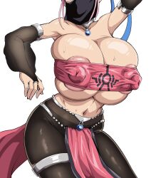 1girl areola_slip breasts covered_erect_nipples dragon_quest dragon_quest_dai_no_daibouken highres huge_breasts iwao178 large_areolae maam pink_hair