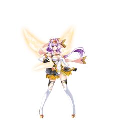 Rule 34 | 1girl, animal ears, azarin (kouyoku senki exs-tia), bare shoulders, black gloves, boots, breasts, cleavage, cleavage cutout, clenched hand, clothing cutout, covered navel, detached sleeves, elbow gloves, electricity, energy wings, exs-tia magica, fake animal ears, floating hair, full body, game cg, gloves, gluteal fold, hair intakes, headgear, highres, inoino, kouyoku senki exs-tia, large breasts, large variant set, layered skirt, legs apart, leotard, long hair, looking at viewer, magical girl, medium breasts, non-web source, official art, pigeon-toed, purple hair, scarf, skirt, solo, standing, tachi-e, thigh boots, thighhighs, torn clothes, torn gloves, torn leotard, torn skirt, torn thighhighs, transparent background, variant set, white leotard, white thighhighs, wings, yellow eyes, yellow skirt, yellow trim, zettai ryouiki
