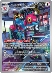 Rule 34 | artist name, cable, card (medium), chair, character name, clock, company name, computer keyboard, computer mouse, controller, copyright name, copyright notice, digital clock, english text, floating, full body, game console, game controller, gaming chair, gen 1 pokemon, gen 2 pokemon, gen 4 pokemon, gossan, guitar, hat, headphones, indoors, instrument, microphone, neon lights, nintendo, no humans, official art, pikachu, poke ball, poke ball theme, pokemon, pokemon (creature), pokemon card, pokemon focus, pokemon tcg, porygon, porygon-z, porygon2, radio, radio antenna, red hat, rgb lights, shelf, solo, speaker, swivel chair, third-party source, trading card, ultra ball, unworn hat, unworn headwear, window