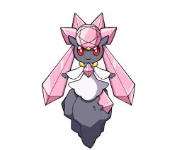 10s ^^^ animated animated_gif blinking closed_eyes crystal diancie dress gem gen_6_pokemon greninja legendary_pokemon mythical_pokemon nintendo no_humans pokemon pokemon_(creature) pokemon_xy red_eyes rock simple_background tongue tsunaso_(lack_of_sunlight) white_background