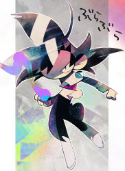 Rule 34 | 1boy, black bodysuit, black eyes, black hair, black pants, bodysuit, boots, deformed, dougi, dragon ball, dragon ball super, earrings, energy ball, goku black, highres, jewelry, long sleeves, looking ahead, no mouth, one eye closed, pants, potara earrings, red sash, saiyan, sash, solo, spiked hair, suzuka g, white footwear, wink