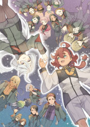 6+boys 6+girls afro_puffs aliya_mahvash asticassia_school_uniform beanie black_hair blonde_hair blue_eyes blue_hair brown_eyes brown_hair character_request chuatury_panlunch green_hair guel_jeturk gundam gundam_suisei_no_majo hair_over_one_eye hat highres lilique_kadoka_lipati martin_upmont miorine_rembran multiple_boys multiple_girls nika_nanaura nuno_kargan ojelo_gabel open_mouth original-orange-610917 pink_hair purple_eyes red_hair school_uniform secelia_dote suletta_mercury till_nys white_hair
