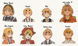6+boys aku_no_meshitsukai_(vocaloid) akujiki_musume_conchita_(vocaloid) allen_avadonia apron aqua_eyes arth_lucifen_d&#039;autriche ascot barisol_no_kodomo_wa_hitorikko_(vocaloid) behemo_barisol black_bow black_vest blonde_hair blue_eyes blue_kimono bow bowtie brown_ascot brown_ribbon brown_vest cape coat collar collared_coat collared_jacket collared_shirt collared_suit crossdressing earrings eiyuu_no_yoroi_wa_tsuneni_akaku_(vocaloid) enbizaka_no_shitateya_(vocaloid) evil_smile evillious_nendaiki facial_hair father_and_son formal_clothes freckles frilled_collar frills goatee_stubble gobanme_no_pierrot_(vocaloid) hair_between_eyes hair_ribbon hansel_(evillious_nendaiki) harlequin hat highres jacket japanese_clothes jester jester_cap jewelry kagamine_len kimono kokutan-douji lemy_abelard light_frown long_hair look-alike maid_apron maid_headdress manque multiple_boys necktie okizari_tsukiyo_shou_(vocaloid) one_eye_closed open_clothes open_collar open_shirt orange_cape orange_eyes orange_jacket pearl_earrings pollo_(evillious_nendaiki) ponytail red_bow red_bowtie red_hat red_suit reincarnation ribbon scar scar_on_face serious shirt short_hair short_ponytail sidelocks smile stubble suit suspenders vest vocaloid wavy_hair white_shirt yellow_coat yellow_eyes yellow_necktie