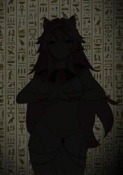1girl :3 ancient_egyptian_clothes animal_ears animated breasts cowboy_shot dancing egyptian_trend_(meme) hayate_fish hololive hololive_english large_breasts long_hair looking_at_viewer navel own_hands_clasped pink_hair raora_panthera sound tagme video yellow_eyes