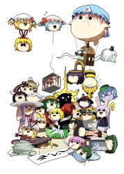 (o)_(o) 6+girls :3 aircraft alcohol alice_margatroid animal_ears antennae barrel bat_wings black_hair blonde_hair blue_hair bow braid bucket bug cage cart chen crying drinking entangled everyone farmer female_focus flandre_scarlet floating flower flying fox_ears fox_tail gap_(touhou) ghost green_hair hair_bow hair_ornament hakurei_reimu hat headband hieda_no_akyuu hime_cut hinanawi_tenshi horns hose hoshiguma_yuugi hot_air_balloon inaba_tewi jealous kagiyama_hina kawashiro_nitori kazami_yuuka kimeemaru kirby kirby_(series) kirisame_marisa kisume konpaku_youmu konpaku_youmu_(ghost) kurodani_yamame letty_whiterock licking lightning manhole medicine_melancholy mizuhashi_parsee moriya_suwako multiple_girls mystia_lorelei nagae_iku nichori nintendo open_mouth outstretched_arms pageratta pale_skin patchouli_knowledge plate purple_hair pushing pyonta rabbit_ears red_hair remilia_scarlet ribbon rope rumia saigyouji_yuyuko sake saturday_night_fever scared shaded_face shameimaru_aya sharp_teeth shimenawa simple_background single_horn spider spinning spread_arms surprised tail teeth teruyof tongue touhou triangular_headpiece twin_braids twintails two_side_up upside-down water wheelbarrow white_background wings witch_hat wriggle_nightbug writing yakumo_ran yakumo_yukari yasaka_kanako yukkuri_shiteitte_ne
