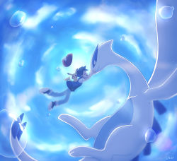 1boy :d absurdres ash_ketchum black_hair closed_eyes closed_mouth commentary_request creatures_(company) fang from_side game_freak gen_1_pokemon gen_2_pokemon grey_pants happy hat unworn_hat unworn_headwear highres jacket legendary_pokemon lugia male_focus nintendo open_mouth pants pikachu pokemon pokemon_(anime) pokemon_(classic_anime) pokemon_(creature) pokemon_on_back sara_togaru0317 shirt shoes short_hair short_sleeves skin_fang smile sneakers tongue