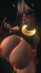 1girl 3d animated ass bouncing_breasts breasts fellatio_gesture highres large_breasts nipple_piercing nipples open_mouth piercing queen_kilroy solo sunglasses tagme thick_thighs thighs video vrchat