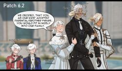 Rule 34 | 2girls, 4boys, :o, absolem0, adoption, alisaie leveilleur, alphinaud leveilleur, ameliance leveilleur, artist name, au ra, dark-skinned male, dark skin, elezen, elf, father and daughter, father and son, final fantasy, final fantasy xiv, fourchenault leveilleur, highres, husband and wife, hyur, mother and daughter, mother and son, multiple boys, multiple girls, pointy ears, scarf, siblings, twins, warrior of light (ff14), white hair