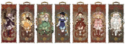 6+girls absurdres art_nouveau black_flower black_rose blonde_hair blue_eyes blue_shirt blue_shorts blush bonnet boots bow brown_eyes brown_footwear brown_hair cane commentary_request crossed_ankles doll_joints dress drill_hair eyepatch feathers flower frills fujinozu full_body german_text green_dress green_eyes green_flower green_hair green_rose hair_ornament hairband hat headscarf heterochromia highres hinaichigo holding instrument joints kanaria kirakishou lolita_fashion long_hair long_sleeves looking_at_viewer looking_back multiple_girls pink_bow pink_hair plant porkpie_hat red_eyes rosa_mystica rose rozen_maiden scissors shinku shirt short_hair shorts smile souseiseki suigintou suiseiseki suitcase sword thigh_boots thighhighs thorns very_long_hair vines violin watering_can weapon white_flower white_hair white_rose wings yellow_eyes yellow_flower yellow_rose