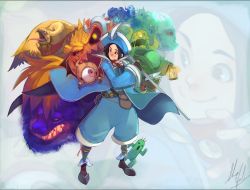 behemoth blue_mage_(final_fantasy) bomb_(final_fantasy) brown_hair eyeball final_fantasy final_fantasy_tactics_a2 final_fantasy_tactics_advance garuda_(final_fantasy) gloves hat highres pudding_(final_fantasy) sabotender shaun_healey signature tonberry zoom_layer