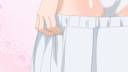 Rule 34 | 1girl, 2022, 20s, animated, animated gi, animated gif, ass, blue shirt, clothes pull, from behind, grey eyes, inui shinju, leg up, long hair, panties, pink hair, pulling own clothes, shirt, skirt, skirt pull, solo, sono bisque doll wa koi wo suru, tagme, thighs, underwear, undressing, white panties, white skirt