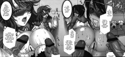 2girls 6+boys anus ass b-river bar_censor censored erection hetero highres huge_ass imminent_penetration imminent_rape kangoku_senkan lieri_bishop mind_control monochrome multiple_boys multiple_girls naomi_evans no_testicles open_mouth penis pussy shiny_skin trembling