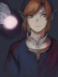 1boy alternate_color blonde_hair blue_eyes fairy hat link maeka_(kumaekake) male_focus navi nintendo pointy_ears the_legend_of_zelda the_legend_of_zelda:_ocarina_of_time