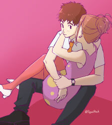 Rule 34 | black eyes, brown hair, couple, digimon, digimon adventure: last evolution kizuna, highres, hug, izumi koshiro, short hair, tachikawa mimi, watch, wristwatch