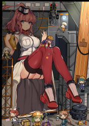 ! 10s 6+girls :3 :o absurdres anchor arm_up bag black_border black_eyes blue_eyes blue_hair blue_skirt blush_stickers board border bow breasts brown_hair cable chestnut_mouth closed_mouth construction creature cup_ramen dress dropping eating electricity envelope eyebrows fairy_(kancolle) flight_deck floating_hair floor food_in_mouth garter_straps glasses green_hair hair_ornament hand_on_own_hip hearthstone helmet high_heels high_side_ponytail highres holding hook humming impossible_clothes impossible_shirt instant_ramen kantai_collection knees_up lamp large_breasts long_sleeves looking_at_viewer looking_down low_ponytail mini_person minigirl miniskirt mouth_hold multiple_girls neckerchief pleated_skirt ponytail purple_hair red_hair red_legwear red_neckerchief rudder_footwear saratoga_(kancolle) school_uniform serafuku shade shirt short_sleeves shoulder_bag sidelocks sign sitting skirt slm smile smiley_face smokestack standing sweat tentacles thighhighs traffic_cone walking warcraft warning_sign white_bow white_dress white_hair white_legwear wrench