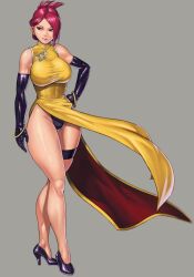 1girl akatsuki_blitzkampf asian bracelet breasts china_dress chinese_clothes dress elbow_gloves en-eins_kanzen_sekai en-eins_perfektewelt gloves high_heels highres jewelry large_breasts latex latex_gloves marilyn_sue marilyn_sue_dajie panties shinonome_(game_hakkutsu_tai) short_twintails smile thigh_strap twintails underwear