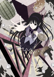 10s 1girl akemi_homura akemi_homura_(magical_girl) bad_id bad_pixiv_id black_eyes black_hair explosive female_focus fragmentation_grenade gears grenade gun hairband hand_grenade high-explosive_anti-tank_(warhead) long_hair mac-10/11 machine_pistol magical_girl mahou_shoujo_madoka_magica mahou_shoujo_madoka_magica_(anime) man-portable_anti-tank_systems outstretched_hand pantyhose pleated_skirt rocket-propelled_grenade rocket_(projectile) rocket_launcher rpg rpg-7 rpg_(weapon) shield shimashima skirt solo submachine_gun tears uzi weapon