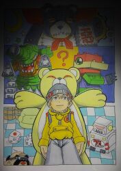 blikmon dice digimon digimon_(creature) highres lips mameo_(digimon) monzaemon nanimon robot sunglasses tankmon toyagumon warumonzaemon