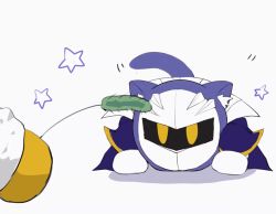 2boys animal_ears animated blue_skin cat_ears cat_tail cat_teaser colored_skin gloves king_dedede kirby_(series) male_focus mask meta_knight multiple_boys nintendo no_humans pauldrons re38433 shoulder_armor tail video video white_background white_gloves yellow_eyes yellow_gloves