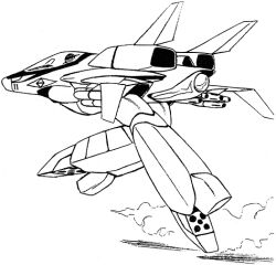 1980s_(style) 1other av-11d_bronco_ii canopy_(aircraft) choujikuu_seiki_orguss concept_art dust_cloud flying gerwalk lineart machinery mecha mecha_focus missile miyatake_kazutaka monochrome nose_art official_art oldschool orguss pilot production_art retro_artstyle robot roundel science_fiction thrusters white_background