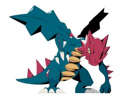 Rule 34 | claws, closed mouth, dragon wings, druddigon, full body, gen 5 pokemon, highres, looking to the side, nintendo, no humans, orange eyes, pokemon, pokemon (creature), pokemon focus, psaber97, simple background, spines, standing, white background, wings