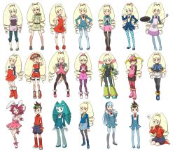 5girls aile_(cosplay) aile_(mega_man_zx) android bad_id bad_pixiv_id big_hair blonde_hair blue_pantyhose blue_skirt boots newsboy_cap capcom ciel_(mega_man) ciel_(mega_man)_(cosplay) cosplay costume_chart crossdressing crossover crotch_plate di_gi_charat drill_hair everyone feet geo_stelar_(mega_man) green_boots hat heriyama highres jenny_wakeman jenny_wakeman_(cosplay) leotard long_hair luna_platz_(mega_man) magic_knight_rayearth mayl_sakurai_(mega_man) mayl_sakurai_(mega_man)_(cosplay) mega_man_(classic) mega_man_(series) mega_man_battle_network mega_man_battle_network_(series) mega_man_legends_(series) mega_man_star_force_(series) mega_man_x_(series) mega_man_zero_(series) mega_man_zx multiple_crossover multiple_girls my_life_as_a_teenage_robot nickelodeon palette_(rockman_x)_(cosplay) pallette_(mega_man) pallette_(mega_man)_(cosplay) panties panties_under_pantyhose pantyhose pink_boots red_shorts roll.exe_(mega_man) roll.exe_(mega_man)_(cosplay) roll_(mega_man) roll_(mega_man)_(cosplay) roll_caskett_(mega_man) roll_caskett_(mega_man)_(cosplay) ryuuzaki_umi ryuuzaki_umi_(cosplay) school_uniform shorts simple_background skirt sonia_strumm_(mega_man) thighhighs tron_bonne_(mega_man) tron_bonne_(mega_man)_(cosplay) underwear usada_hikaru usada_hikaru_(cosplay) white_background zettai_ryouiki