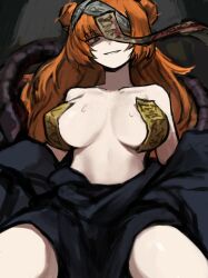 1girl badnick69_(camchi) breasts ishmael_(project_moon) large_breasts limbus_company pasties project_moon sweat sweatdrop tagme