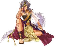 animal_ears artist_request fire_emblem fire_emblem:_radiant_dawn grey_hair laguz_(race) long_hair nailah_(fire_emblem) nintendo official_art tail wolf_ears wolf_tail