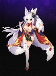 animal_ears fox_ears fox_girl fox_tail qtenka silver_hair tail tenkafuma yellow_eyes