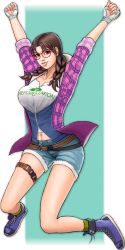 1girl absurdres brown_eyes brown_hair fingerless_gloves glasses gloves highres julia_chang namco pondersleuth tekken tekken_7