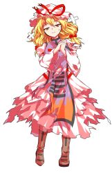 Rule 34 | 1girl, alphes (style), bandaid, beaten, blonde hair, boots, breasts, brown boots, commentary request, dairi, defeat, dress, full body, half-closed eyes, hat, hat ribbon, highres, large variant set, layered dress, mob cap, own hands clasped, own hands together, parody, parted lips, ribbon, sidelocks, smile, solo, style parody, tabard, tachi-e, tears, torn clothes, torn dress, torn hat, torn ribbon, touhou, transparent background, variant set, yakumo yukari, yellow eyes