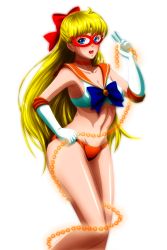 Rule 34 | 1girl, aino minako, bare shoulders, bikini, bishoujo senshi sailor moon, blonde hair, blue eyes, bow, bra, breasts, cameltoe, chain, cherami leigh, choker, cleavage, collarbone, cowboy shot, earrings, elbow gloves, female focus, fukami rica, gloves, grimbyslayer, groin, hair bow, half updo, headphones, highres, itou shizuka, jewelry, long hair, looking at viewer, magical girl, mask, medium breasts, navel, orange bikini, panties, red bow, sailor collar, sailor moon narikiri bra set, sailor venus, simple background, skirt, solo, standing, stomach, swimsuit, tiara, transparent background, underwear, underwear only, v, voice actor connection, white background, white gloves