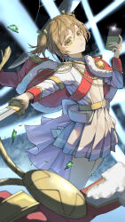 Rule 34 | 1girl, absurdres, aiguillette, belt, brown hair, cellphone, chinese commentary, commentary request, daiba nana, dress, epaulettes, fur-trimmed jacket, fur trim, green eyes, grey dress, highres, holding, holding phone, holding sword, holding weapon, jacket, jacket on shoulders, looking at viewer, parted lips, phone, pleated dress, red jacket, red sash, sash, short hair, short twintails, shoujo kageki revue starlight, solo, sparkle, sword, tongshan treeless, twintails, weapon