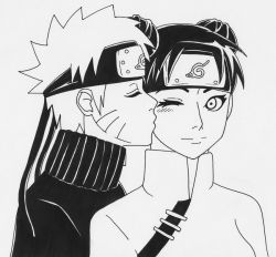 1boy 1girl hetero kiss naruto_(series) naruto_shippuuden smile tenten_(naruto) tsuki-sama uzumaki_naruto