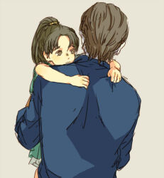 1boy 1girl 2012 age_difference brown_hair carrying carrying_person child halloween_(movie) height_difference hug jamie_lloyd komatta0 michael_myers older_man_and_younger_girl size_difference uncle_and_niece white_mask