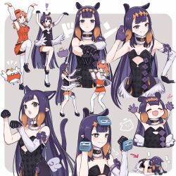 ! +_+ 2girls :&lt; :3 :o animal_ears arms_up arrow_(symbol) beret bird black_dress black_footwear black_gloves blunt_bangs blush_stickers border cat_ears cat_girl cat_tail chef_hat chibi chibi_inset chicken choker closed_mouth commentary cropped_legs cutout_above_navel detached_sleeves diamond_hairband dress exhausted feathered_wings flat_chest fur-trimmed_choker fur_trim gloves gradient_hair hat highres hololive hololive_english kemonomimi_mode kfp_employee_(takanashi_kiara) light_blush long_hair looking_at_viewer low_wings mini_chef_hat mole mole_under_eye multicolored_hair multiple_girls multiple_hats multiple_views ninomae_ina&#039;nis ninomae_ina&#039;nis_(1st_costume) notice_lines okobo open_mouth orange_hair orange_hat orange_skirt orange_vest outside_border outstretched_arms paw_pose platform_clogs platform_sandals pointing pointing_at_another pointy_ears prostration purple_eyes purple_hair sandals shoes sidelocks single_detached_sleeve single_thighhigh skirt smile sneakers split_mouth standing standing_on_one_leg strapless strapless_dress sweat symbol-only_commentary tail tail_raised takanashi_kiara takanashi_kiara_(1st_costume) takodachi_(ninomae_ina&#039;nis) tentacle_hair thighhighs translation_request tube_dress two-sided_gloves two-tone_hair v-shaped_eyebrows very_long_hair vest virtual_youtuber white_border white_sleeves white_thighhighs white_wings wings yuuyu_(777)