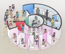 6+boys 6+girls bag balding black_hair blue_skirt brown_footwear brown_hair cellphone clothed_sex clothes_pull dress formal_clothes hair_bun hair_over_shoulder hand_on_own_hip handbag hetero highres jacket kiyo_(kyokyo1220) leaning_forward legs_together long_hair mirror multiple_boys multiple_girls original panties panty_pull peeing phone pink_dress pleated_skirt ponytail public_indecency public_restroom pulling queue reflection school_bag school_uniform serafuku sex sex_from_behind short_dress short_hair shorts sink sitting skirt skirt_pull smartphone socks standing suit tagme tile_floor tiles toilet toilet_stall toilet_use twintails underwear urinal urinal_use washing_hands wheelchair white_legwear white_panties