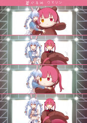 Rule 34 | 2girls, absurdres, animal costume, bear costume, highres, hololive, hololive fantasy, houshou kumarine, houshou marine, hug, multiple girls, twintails, usada pekora, virtual youtuber
