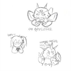 Rule 34 | aiba ami, alphamon, blue eyes, digimon, digimon (creature), digimon story: cyber sleuth, goggles, goggles on head, long hair, monochrome, omegamon, red hair, sidetail, sketch
