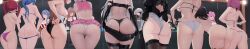 2b_(nier:automata) 6+girls a2_(nier:automata) absurdres android anis_(nikke) anis_(sparkling_summer)_(nikke) ass ass_focus bare_shoulders bent_over bikini black_hair blindfold blue_eyes blue_hair breasts brown_eyes brown_hair butt_crack crossover derivative_work elias2art female_focus from_behind gloves goddess_of_victory:_nikke bad_tag helm_(aqua_marine)_(nikke) helm_(nikke) highleg highleg_leotard highleg_one-piece_swimsuit highres huge_ass large_breasts leaning leaning_forward leotard long_hair mary_(bay_goddess)_(nikke) mary_(nikke) mast_(a_pirate&#039;s_heart)_(nikke) mast_(nikke) mirror multiple_girls neon_(blue_ocean)_(nikke) neon_(nikke) nier:automata nier_(series) one-piece_swimsuit pepper_(nikke) pepper_(ocean_vitamin)_(nikke) pink_eyes pink_hair rapi_(classic_vacation)_(nikke) rapi_(nikke) red_eyes red_hair reflection shiny_skin short_hair short_shorts shorts sideboob skirt smile swimsuit thighhighs thong thong_bikini thong_leotard topless_female twintails undressing very_long_hair white_hair white_leotard wide_hips