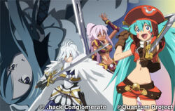 .hack// .hack//quantum 1boy 3girls groin midriff multiple_girls navel official_art sakuya_(.hack//) tagme