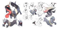 character_name concept_art creatures_(company) fakemon game_freak looking_at_viewer nintendo open_mouth pokemon pokemon_(creature) red_eyes siirakannu simple_background tongue tongue_out translation_request white_background